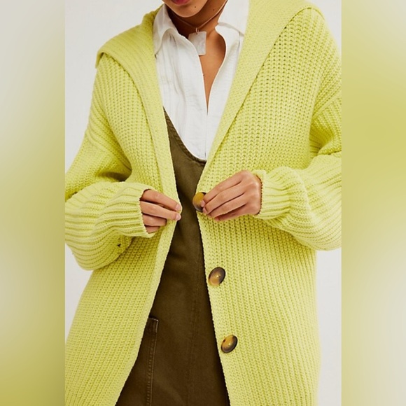 FREE PEOPLE Oversized Cardigan Sweater Coat Iguana Island Medium NWT - Picture 2 of 4